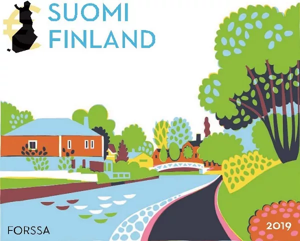A scenery from Forssa in a stamp.