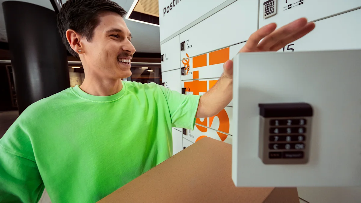 A customer at the parcel locker.