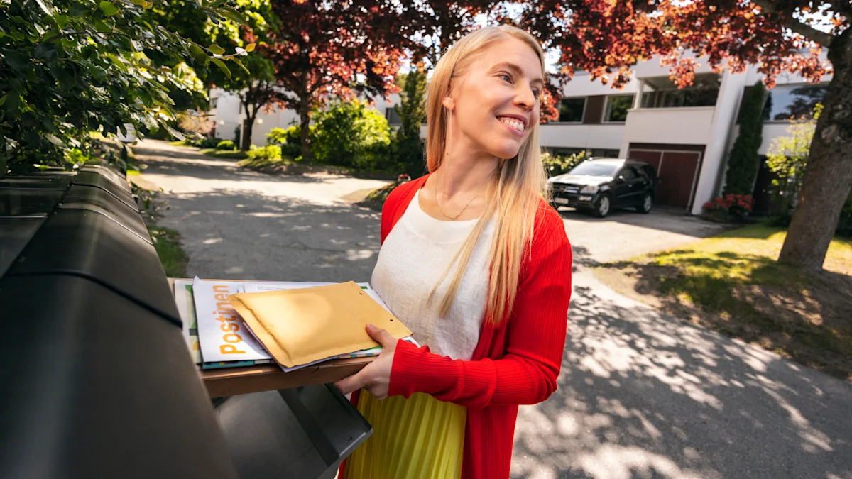 Nainen postilaatikolla