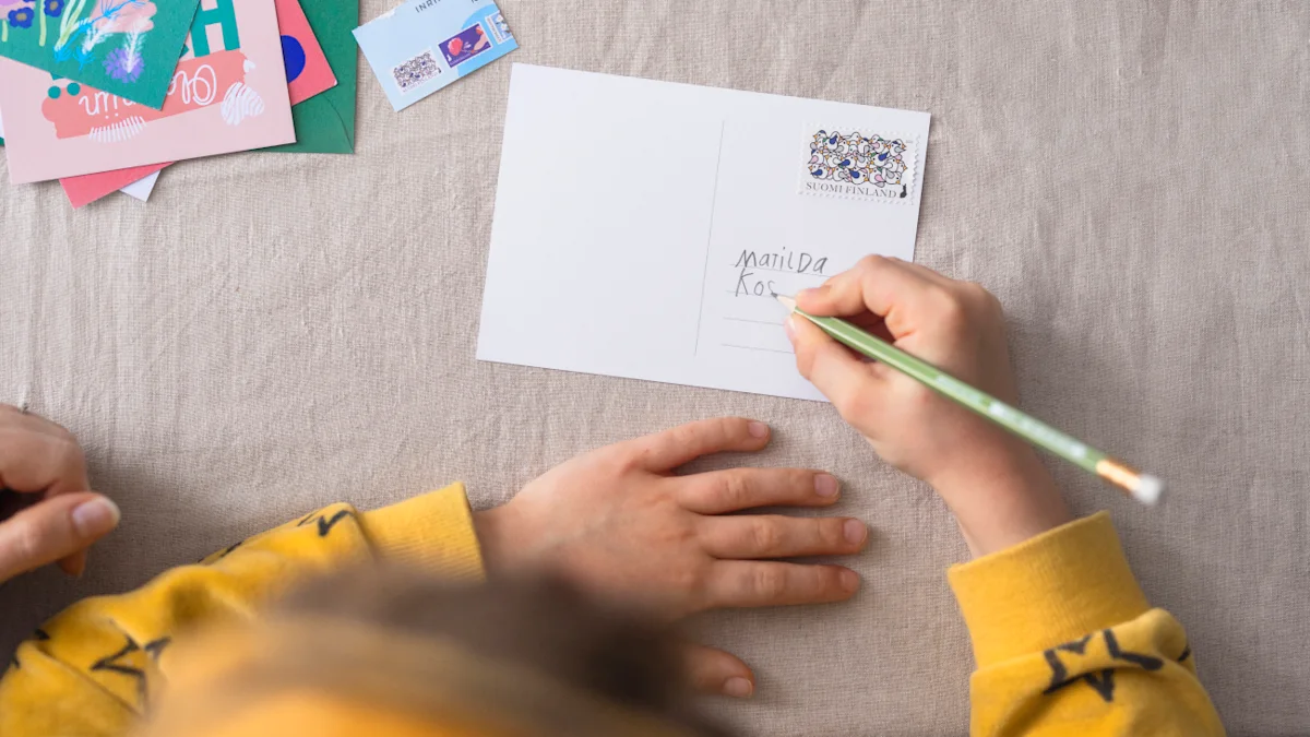 Child writing a card