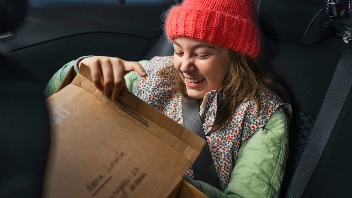 The woman opens the package