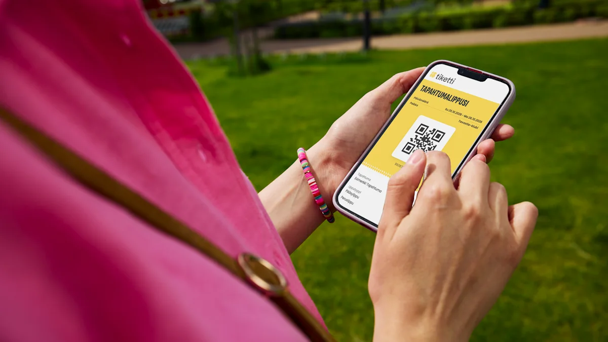 A person views an event ticket received in OmaPosti on their phone.