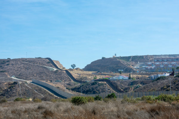 The border fence on the United States-Mexico border.