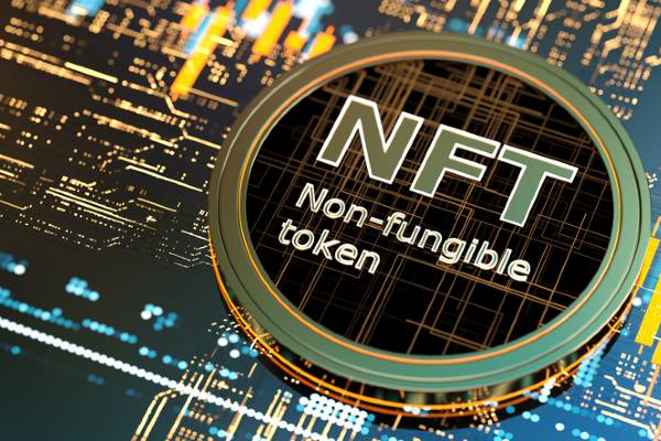 Circle with words NFT "non-fungible token"