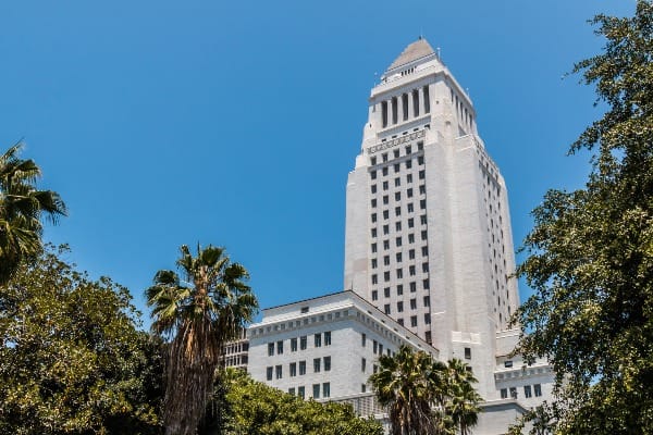 Exterior of Los Angeles County courthouse building