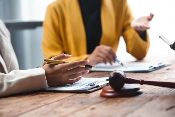 People in a meeting negotiating.