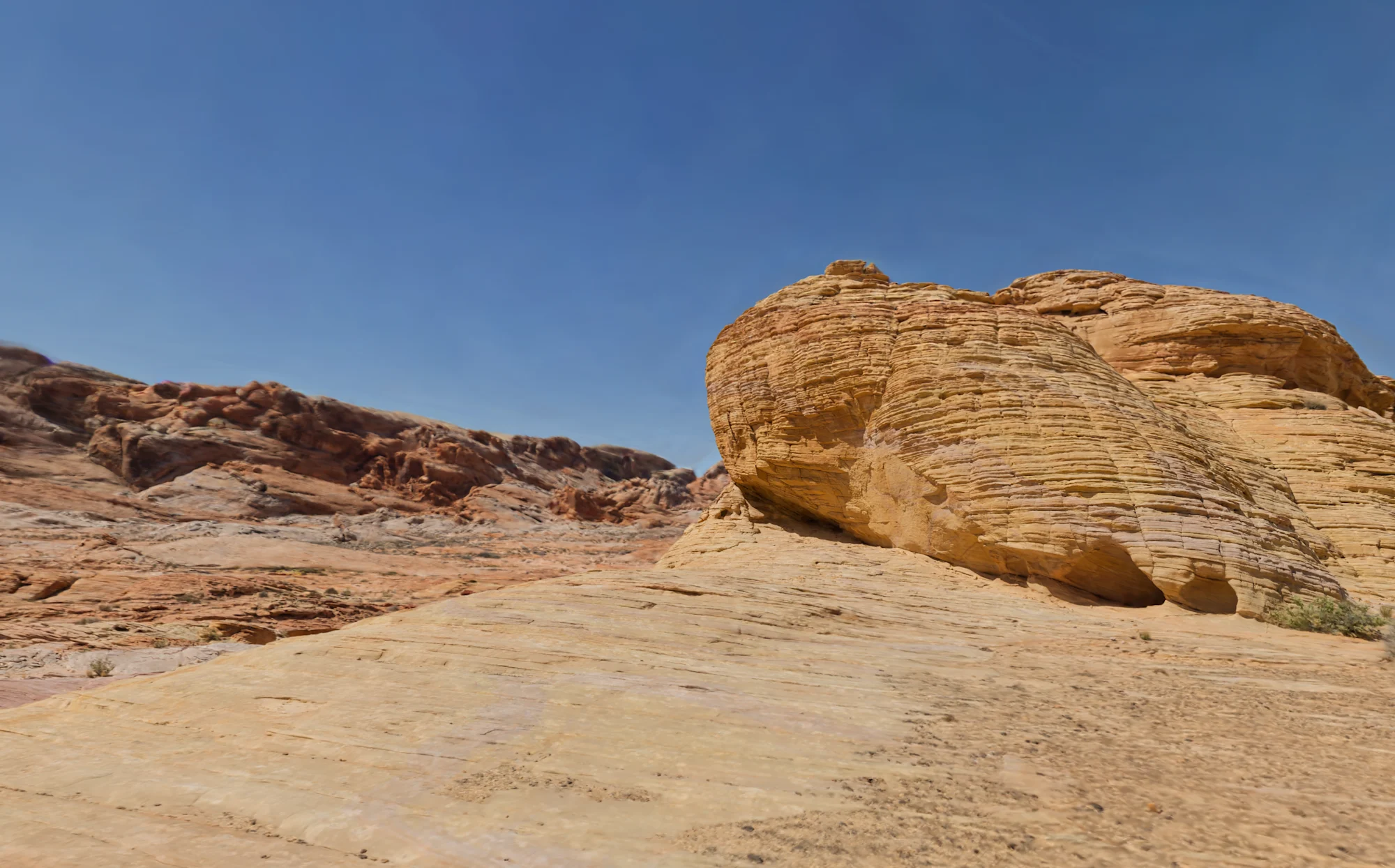 Arid Nevada Rock Formation, Distant Desert Hills