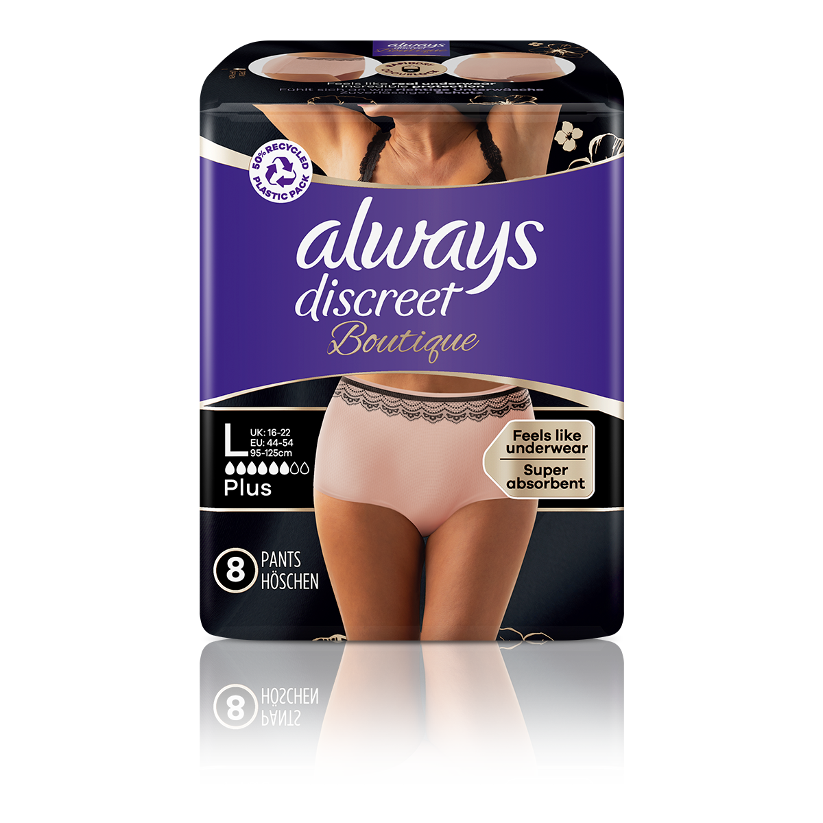 Always Discreet Boutique Incontinence Pants Peach Large