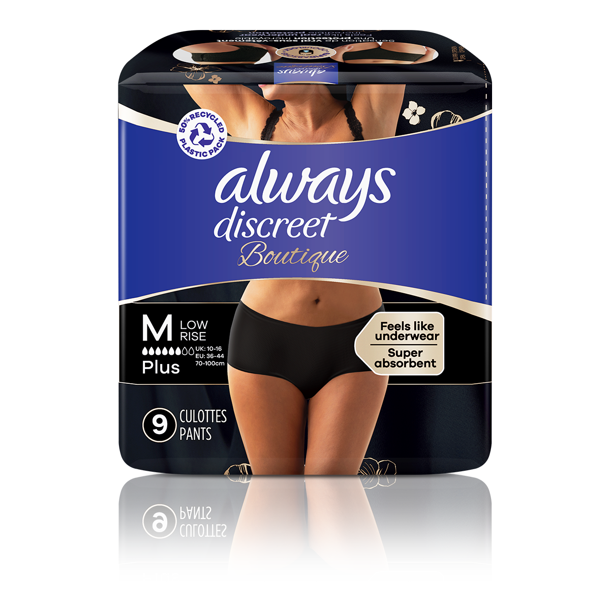 Always Discreet Boutique Incontinence Pants Low-Rise Black (8) - Compare  Prices & Where To Buy 