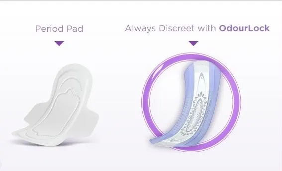 Always Discreet’s OdourLock technology in incontinence pad vs period pad