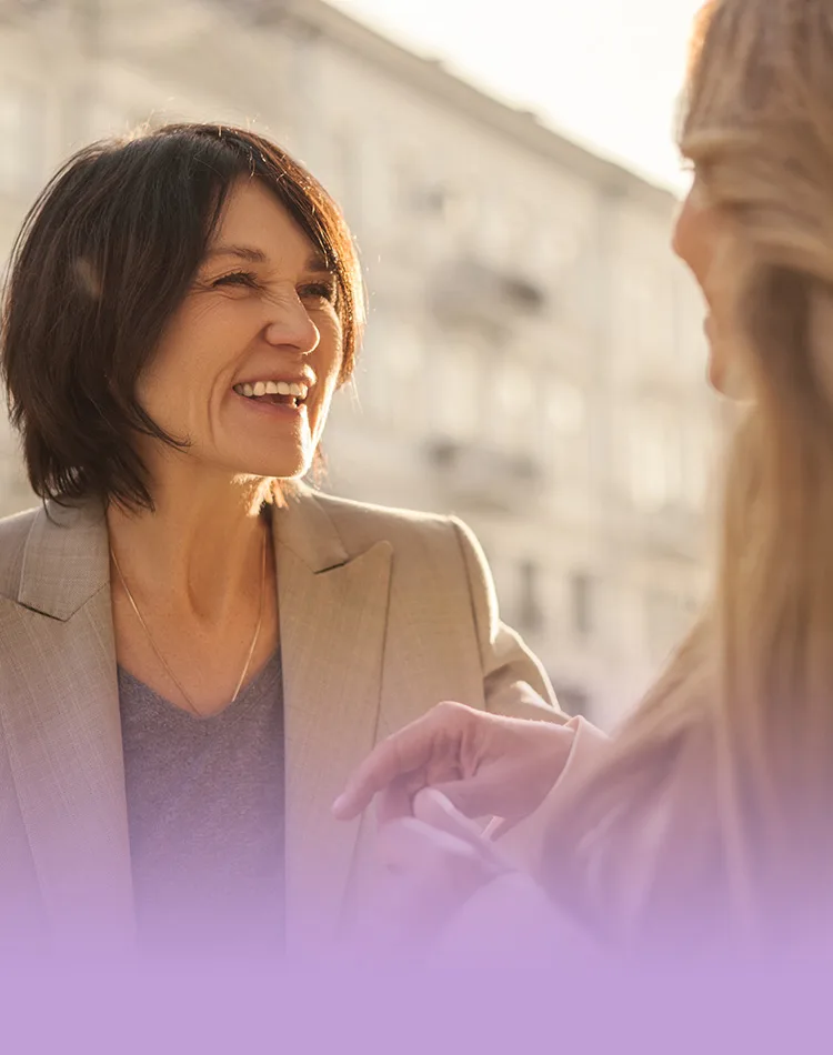 Two women talking