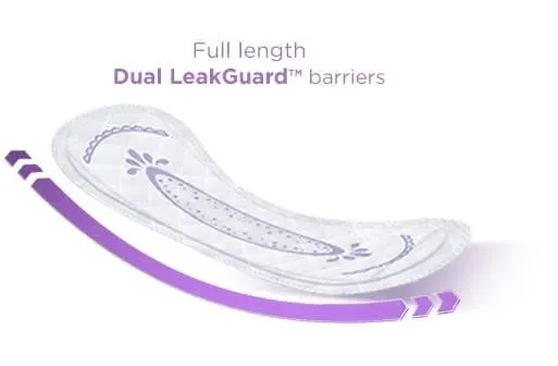 Full length Dual LeakGuard barriers in Always Discreet incontinence pads