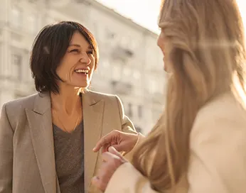 Two women talking