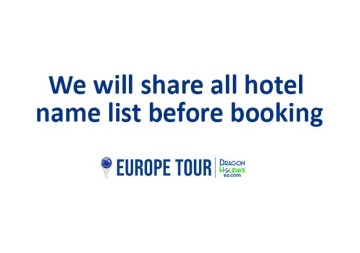 Hotel name list will be shared