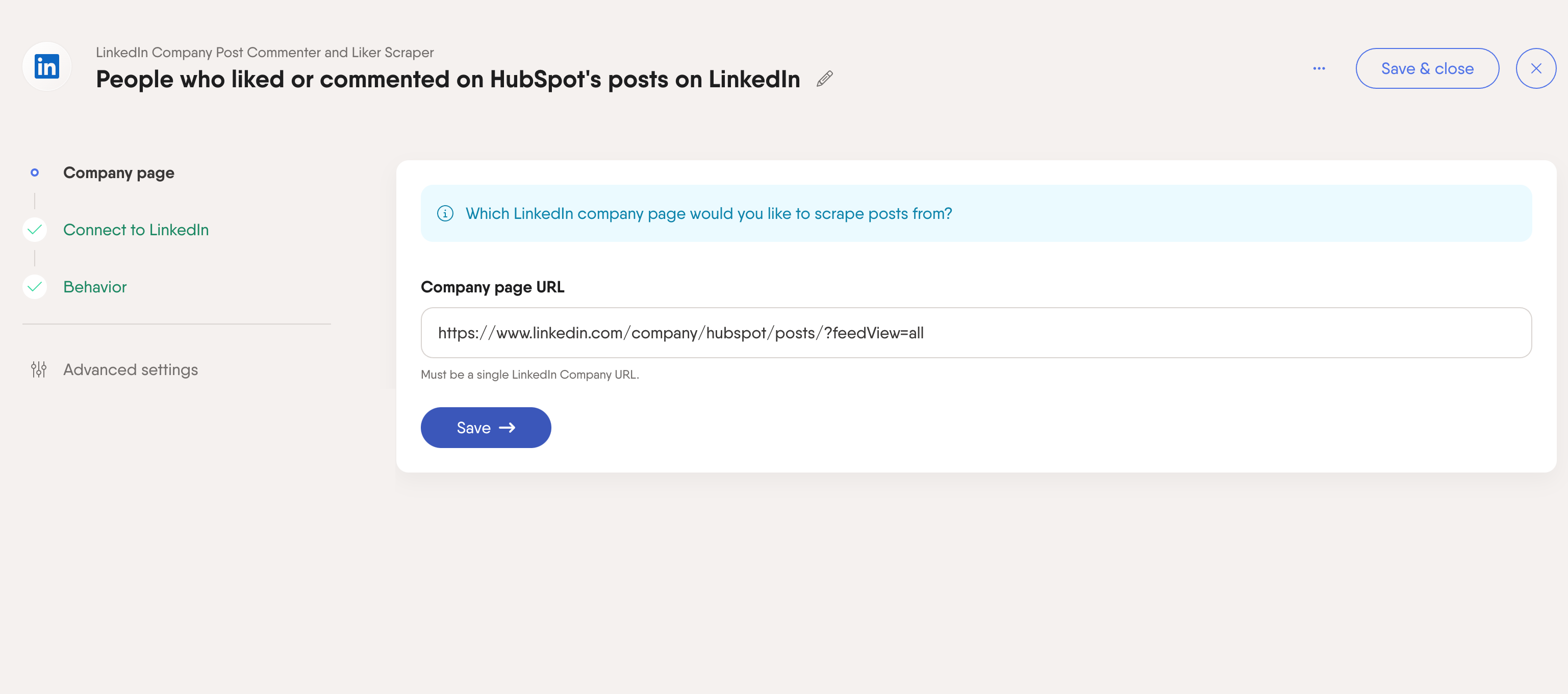 linkedin post commenter scraper hubspot