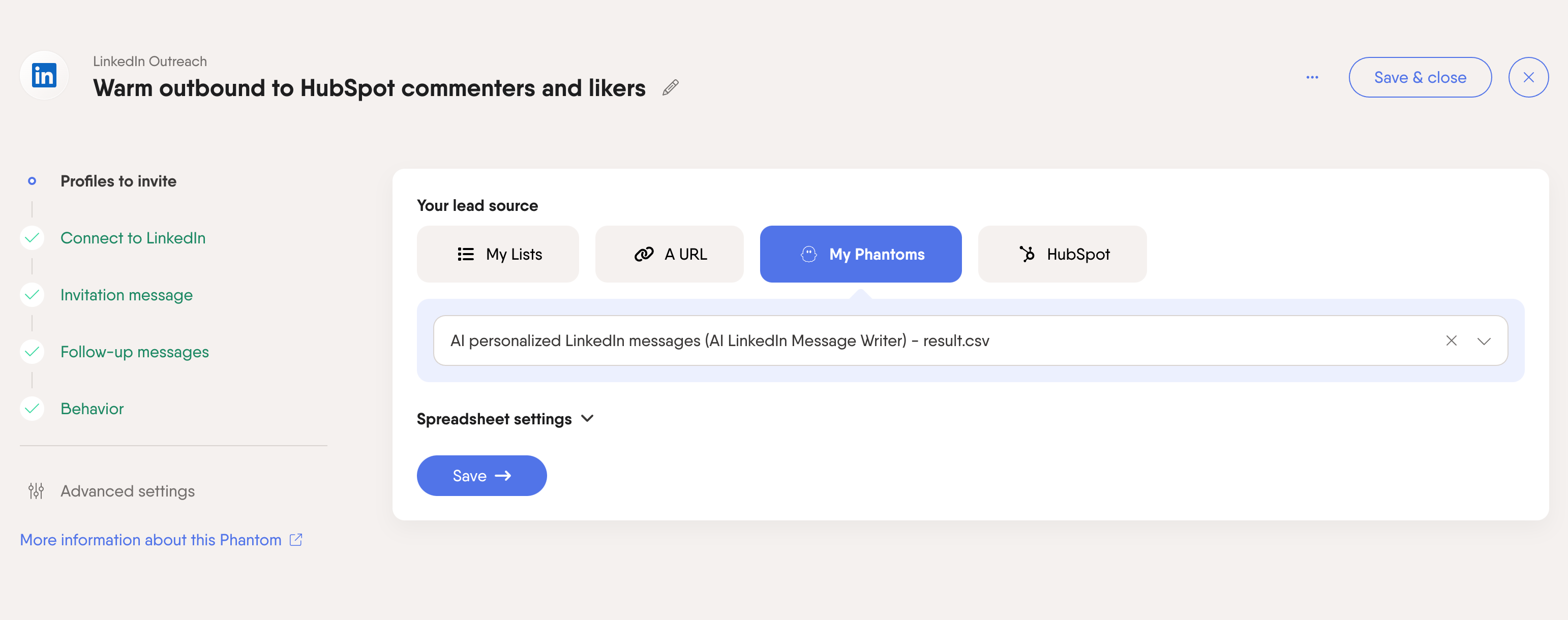 warm outbound hubspot commenters and likers