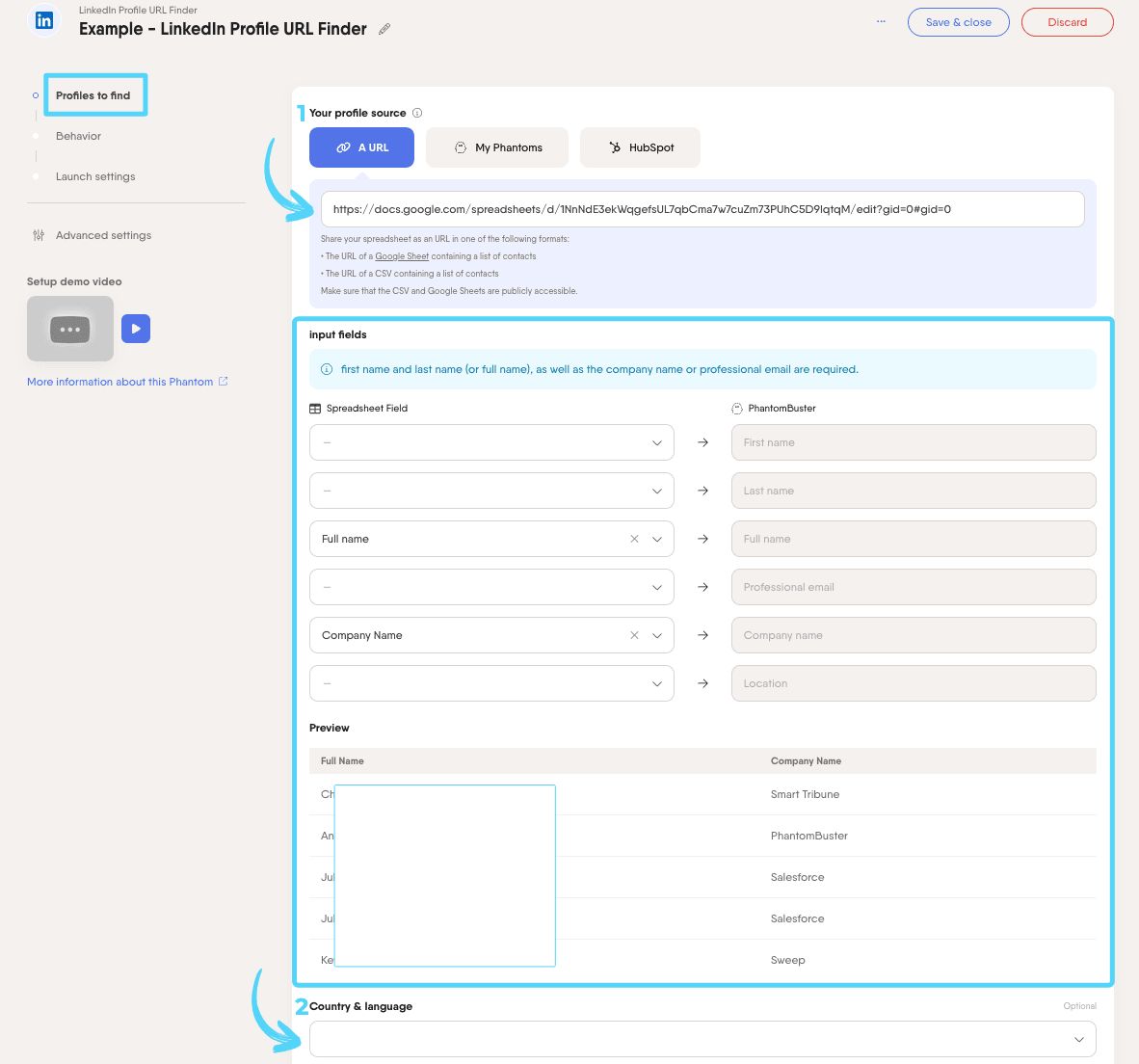 set up step LPUF profile to find 1