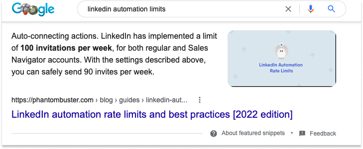 linkedin automation limits keyword