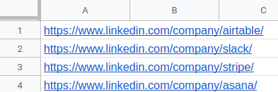 linkedin companies urls