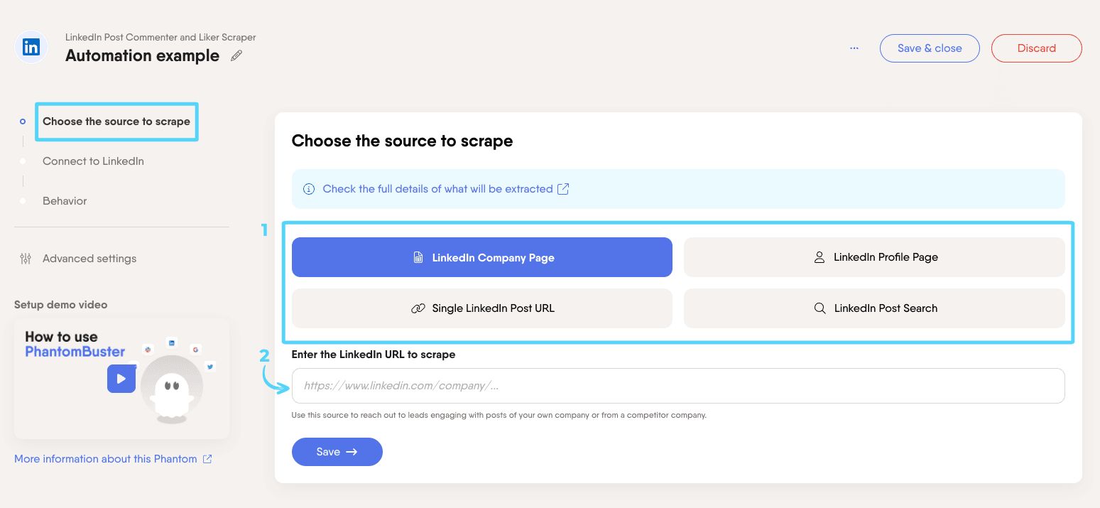 cb choose source to scrape 4 options