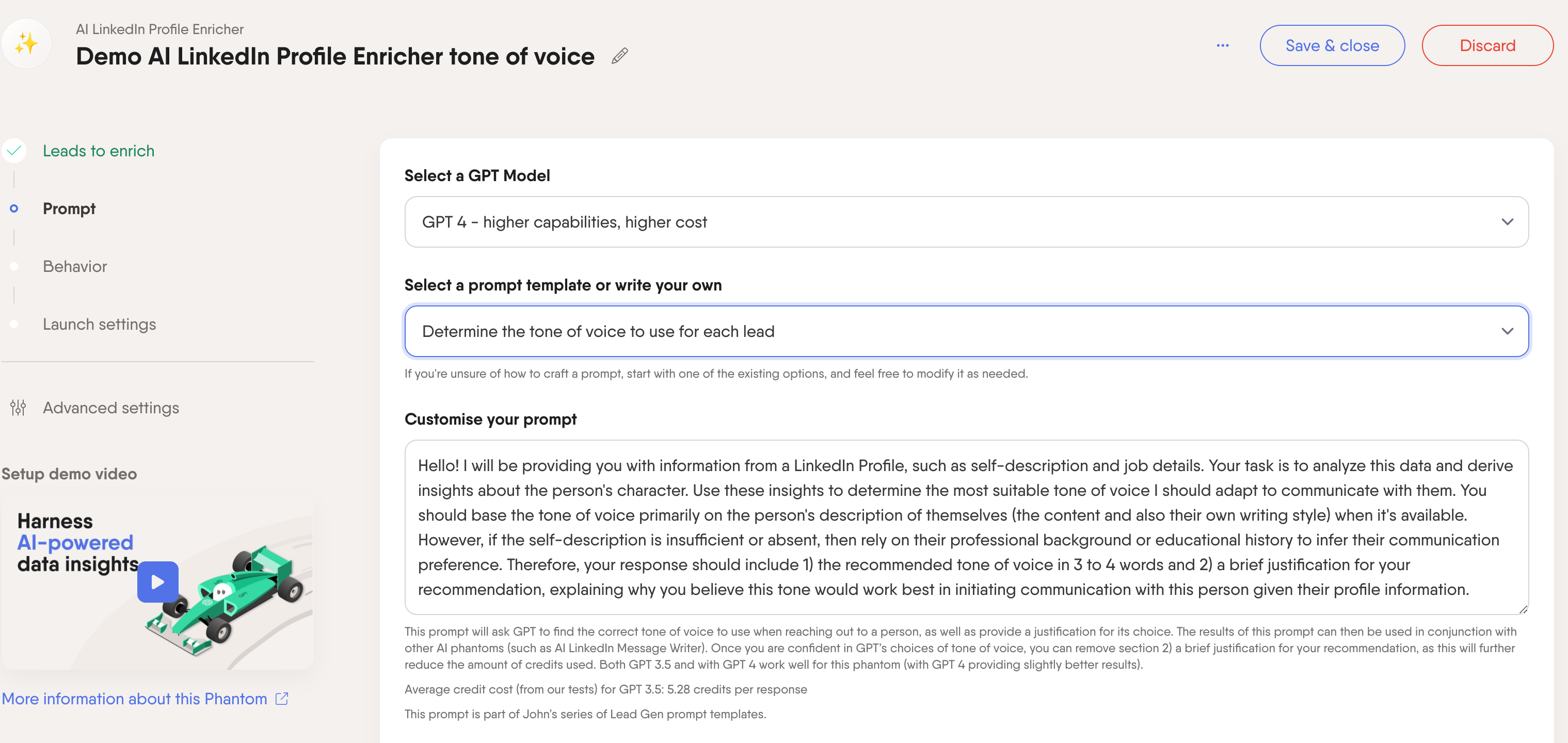 ai linkedin profile enricher tone of voice