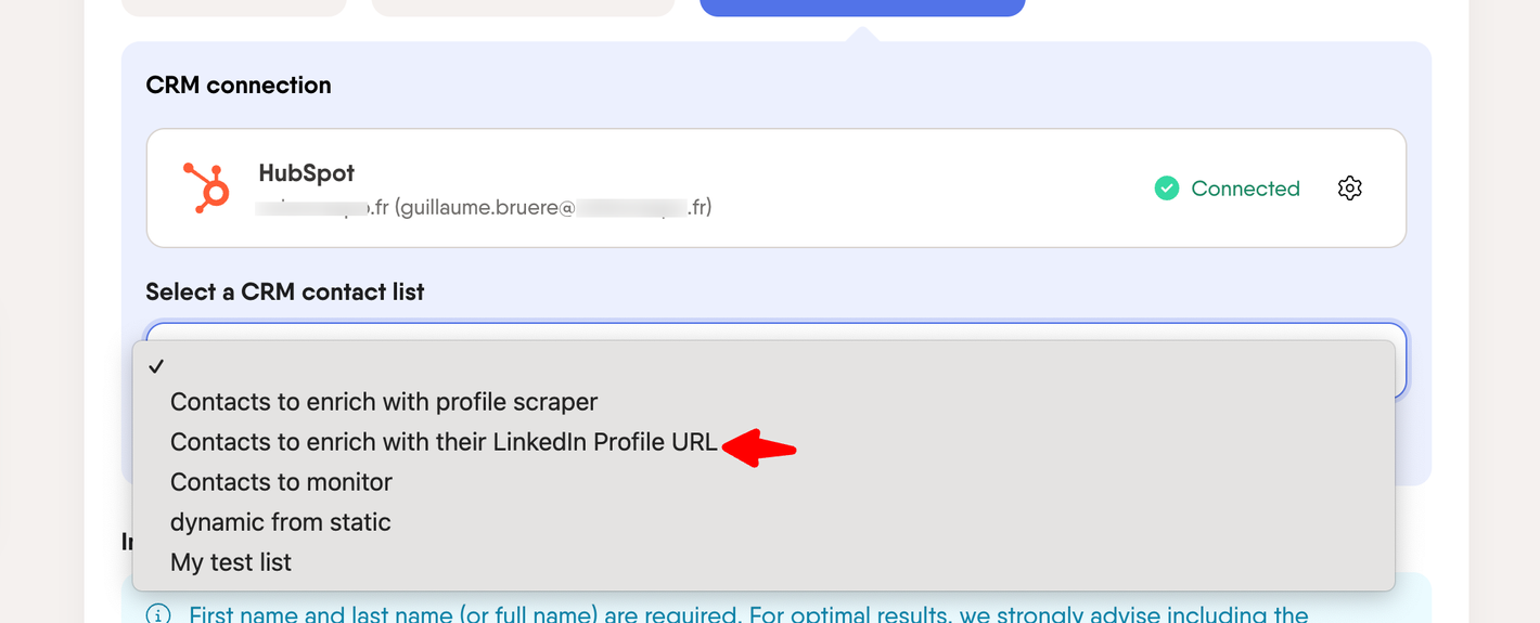 phantombuster hubspot linkedin data step 4