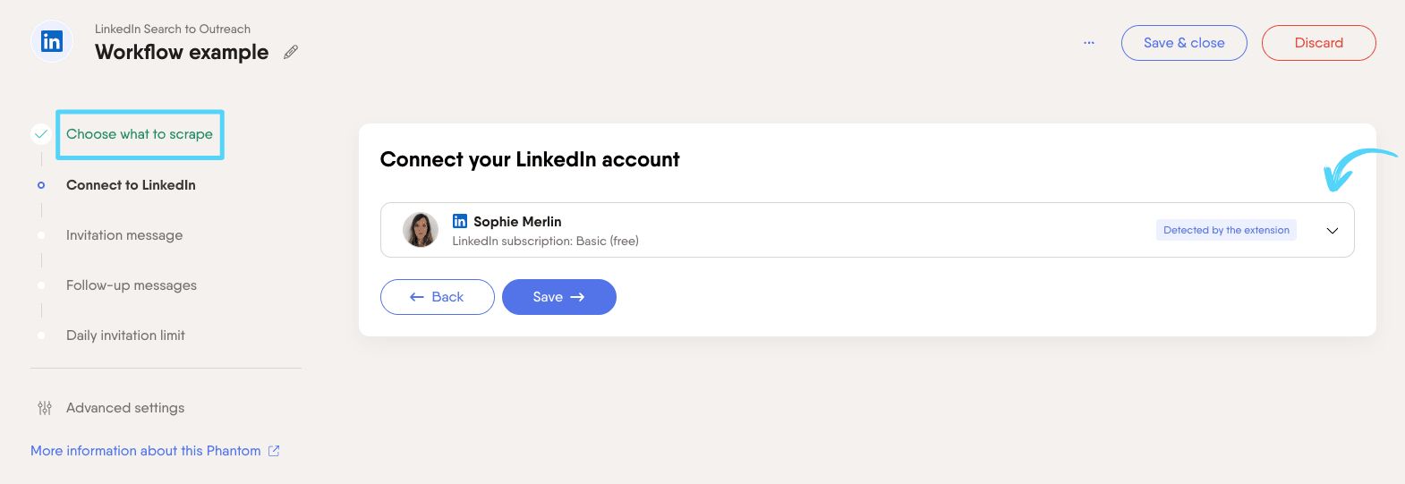 workflow set up connect linkedin