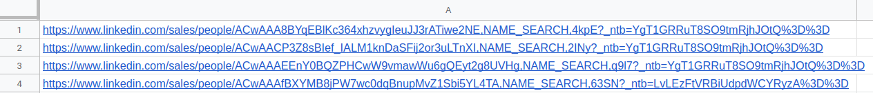 linkedin sales navigator profile urls