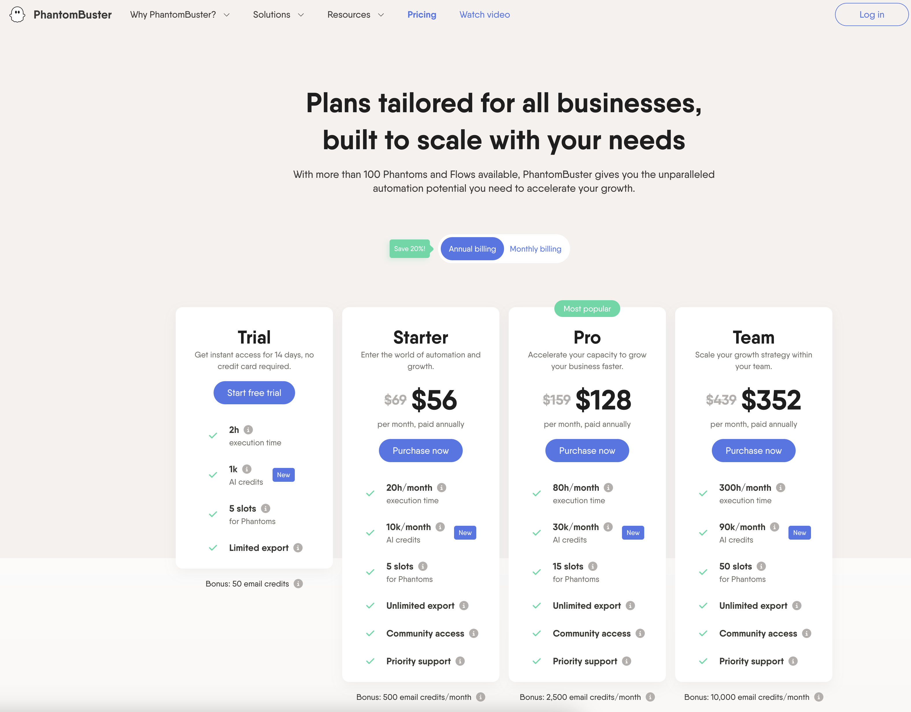 phantombuster pricing september 2024