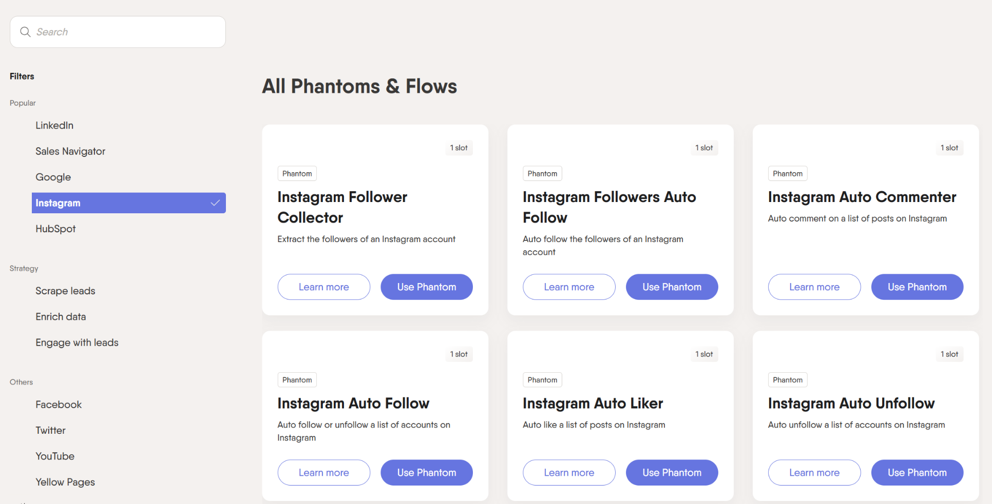 phantombuster instagram phantoms store