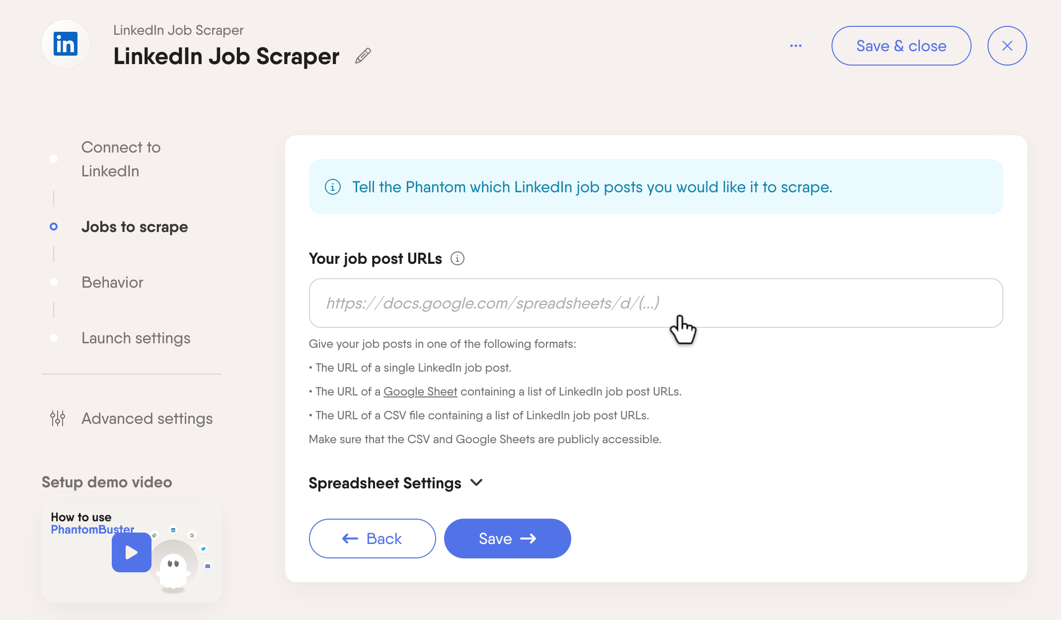 phantom linkedin job scraper