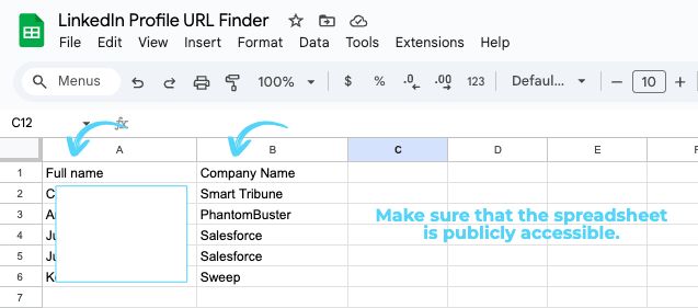 google sheet LPUF input
