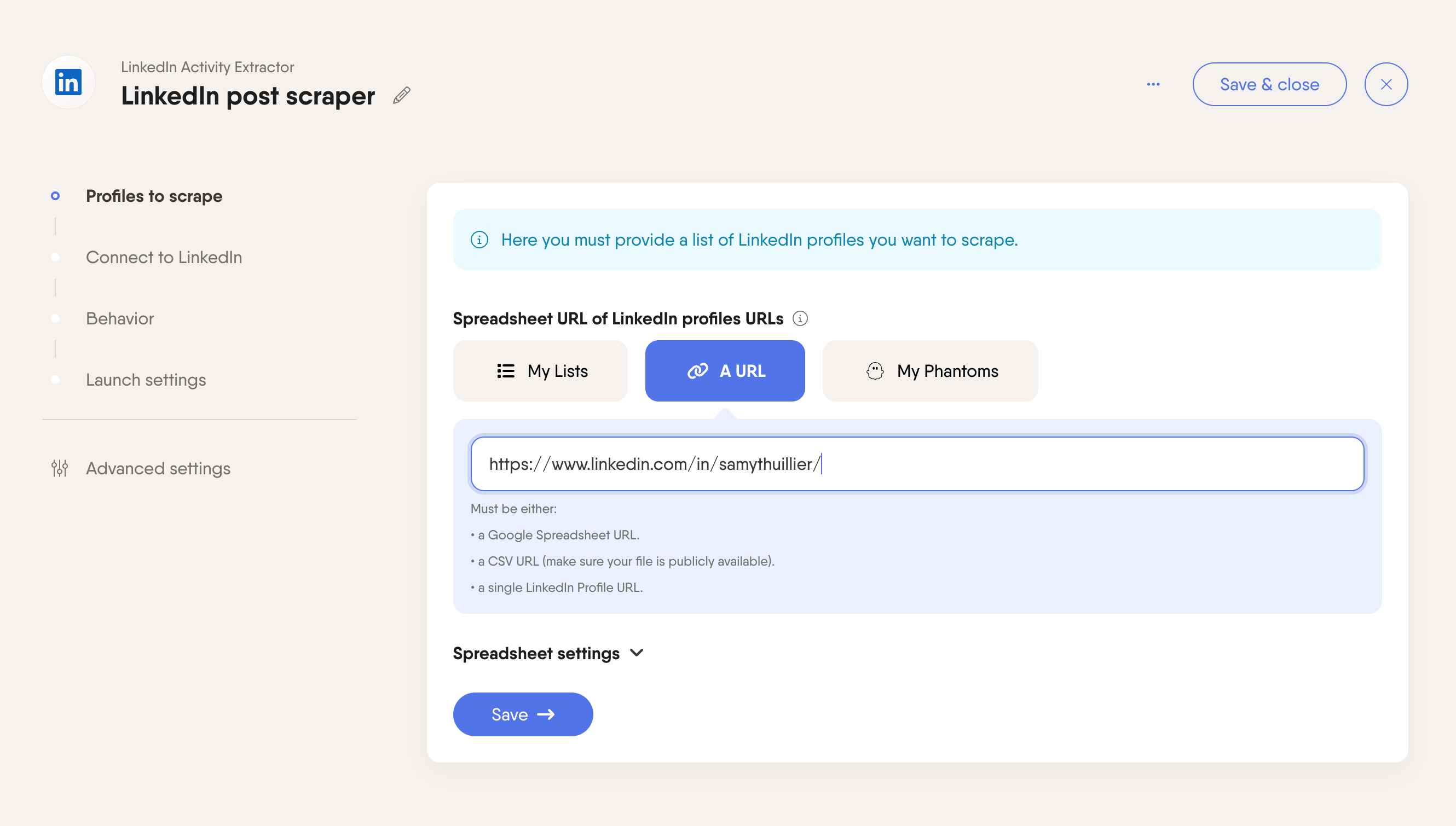 linkedin activity extractor phantom