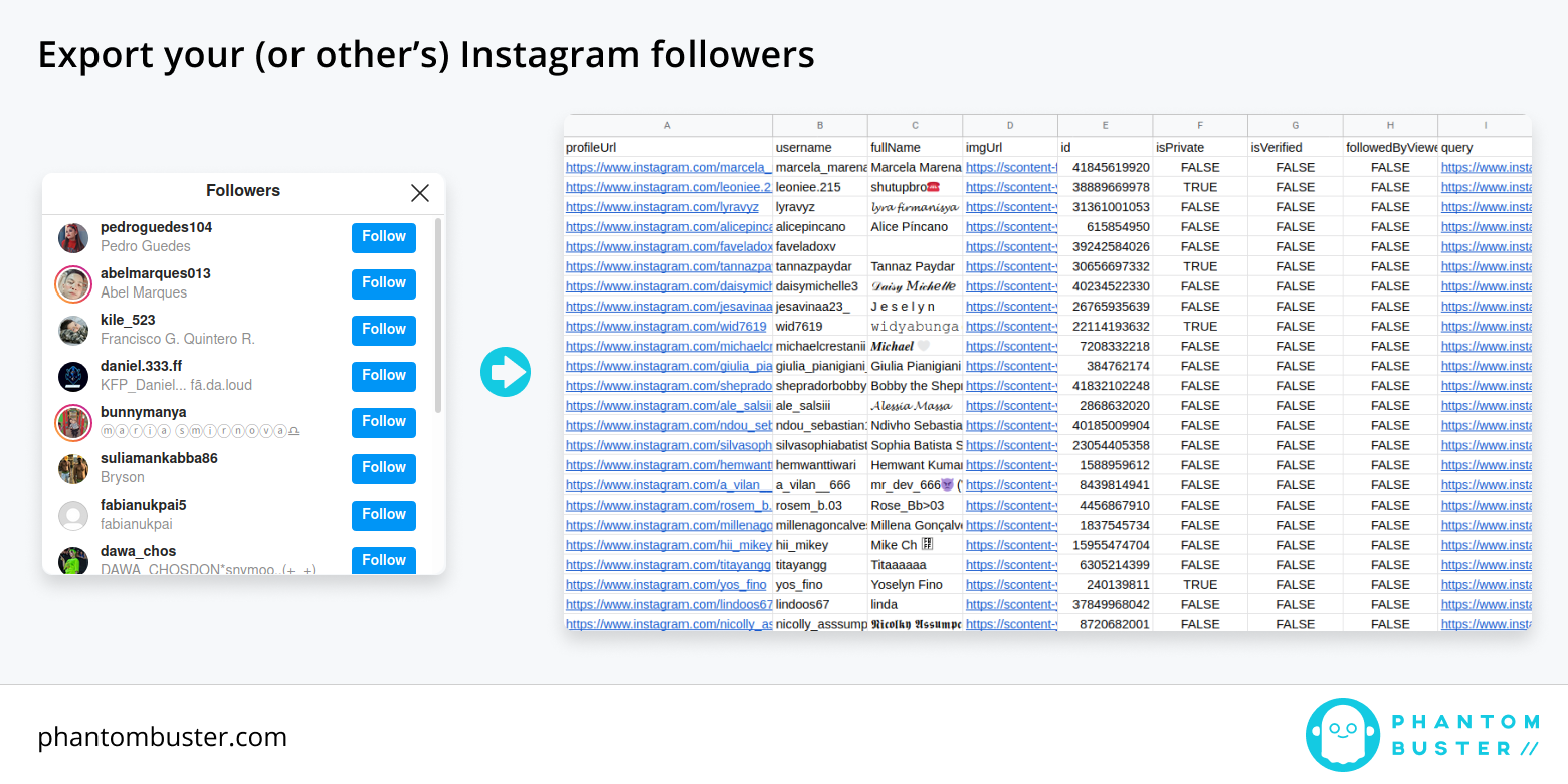 Exportar seguidores do Instagram com Phantom Buster