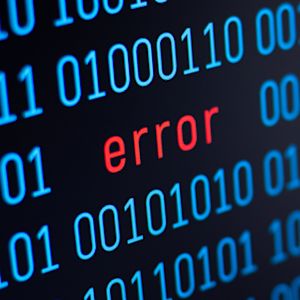 Dunkler Hintergrund, ein Code 010001 in blauen Ziffern, das Wort "error" in roter Schrift in der Mitte.