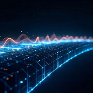 Leuchtende Linien in blau und orange vor schwarzem Hintergrund