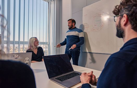 People have a workshop