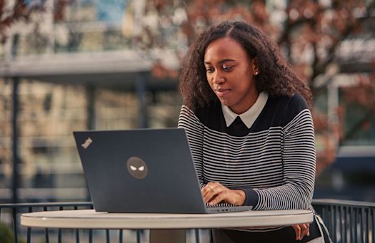 Business woman working on laptop