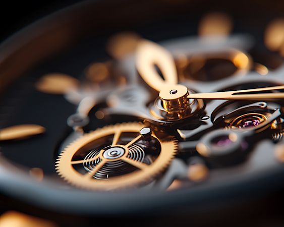 Close-up of a clockwork mechanism