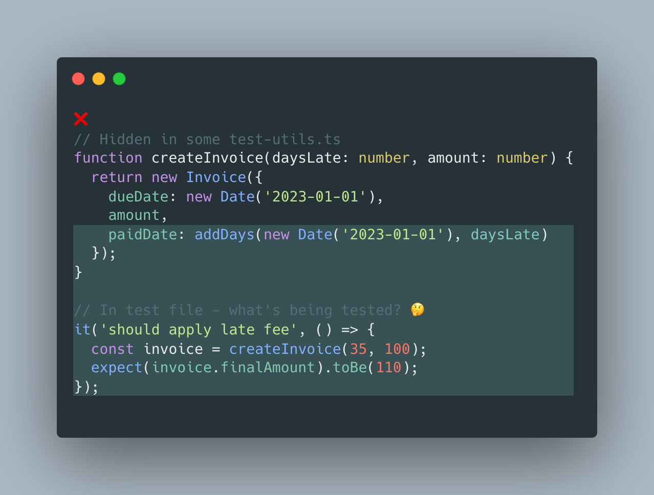 Bad example, using external helpers that you can't see directly.