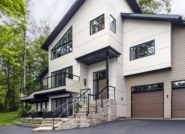 Hardie Panel siding on house exterior