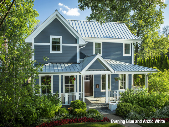 blue house with white trim