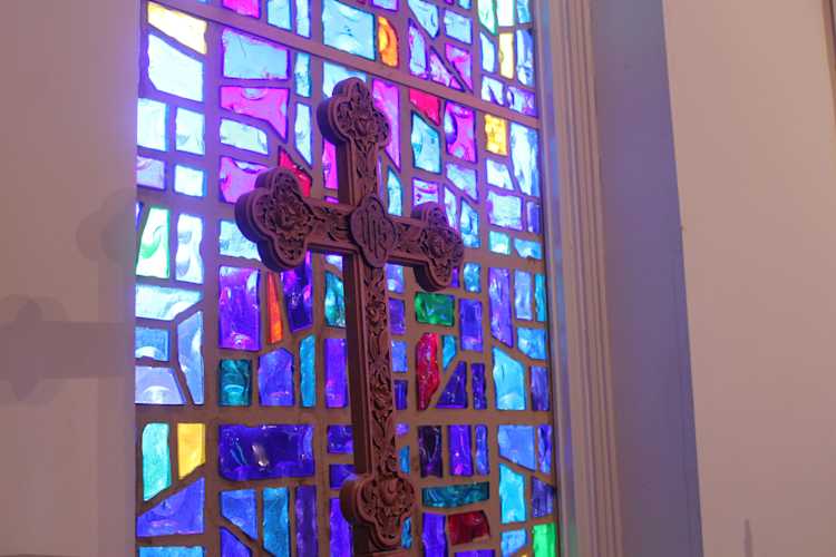 Cross with stained glass