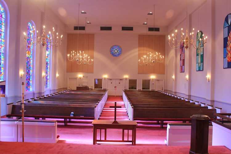 Inside from stage view of Irving Park United Methodist Church