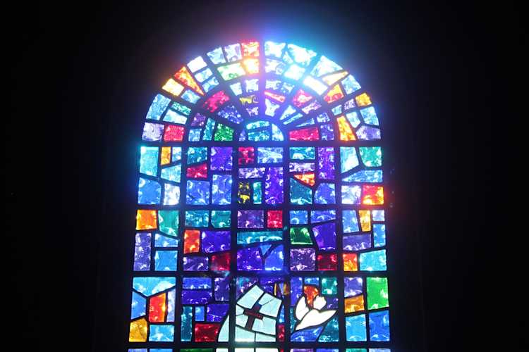 Stained Glass window inside Irving Park United Methodist Church
