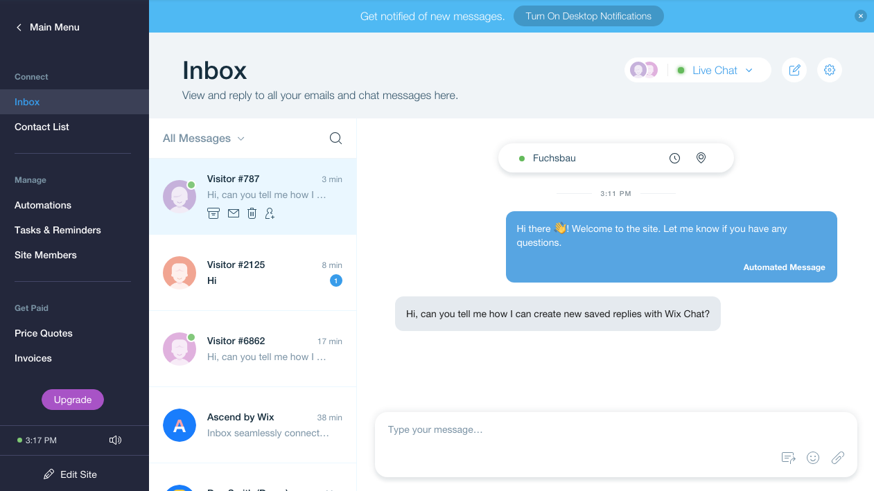 Wix chat app