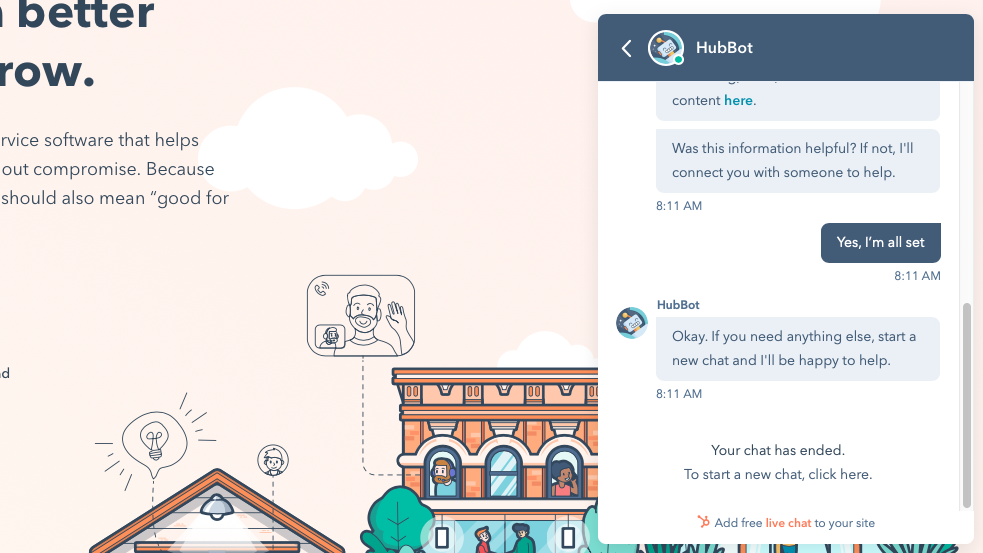Hubspot live chat