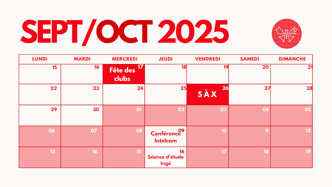 Liste des événements des ingénieuses 2025-2026