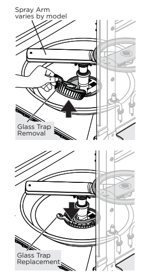 Cleaning the glass trap in a Frigidaire Gallery dishwasher