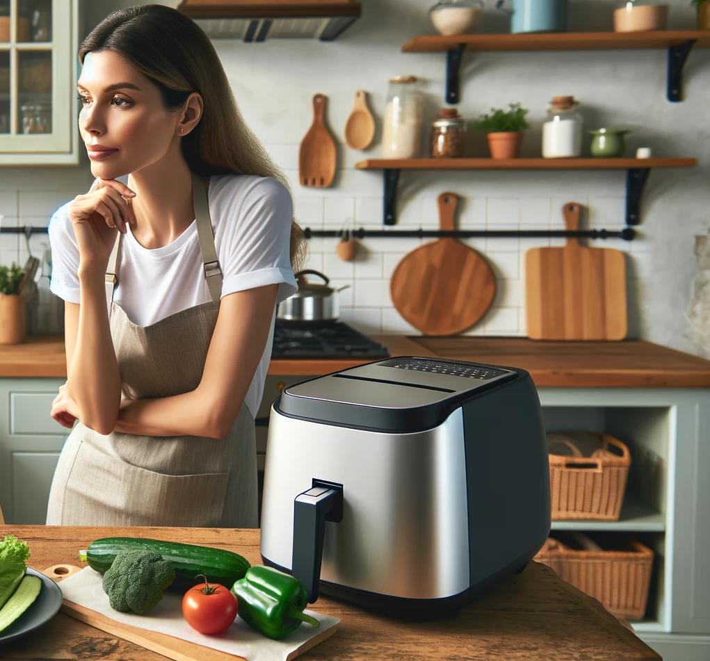 Homeowner contemplating what to cook in the air fryer